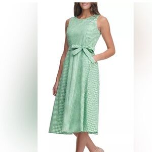 Tommy Hilfiger Green Gingham Sleeveless Dress